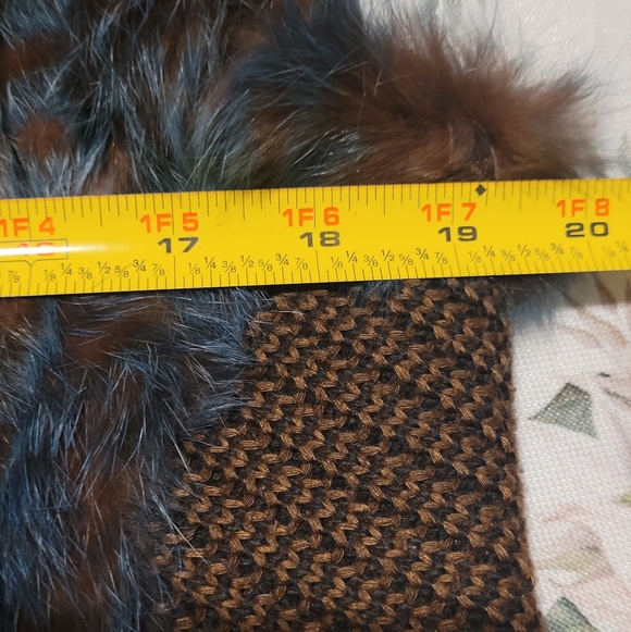 Vintage Dana Stein Collared Blue Brown Rabbit Racoon Fur Vest Coat Size XL - Picture 11 of 15